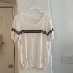 Hem & Thread Short Sleeve Ivory Sweater Size L